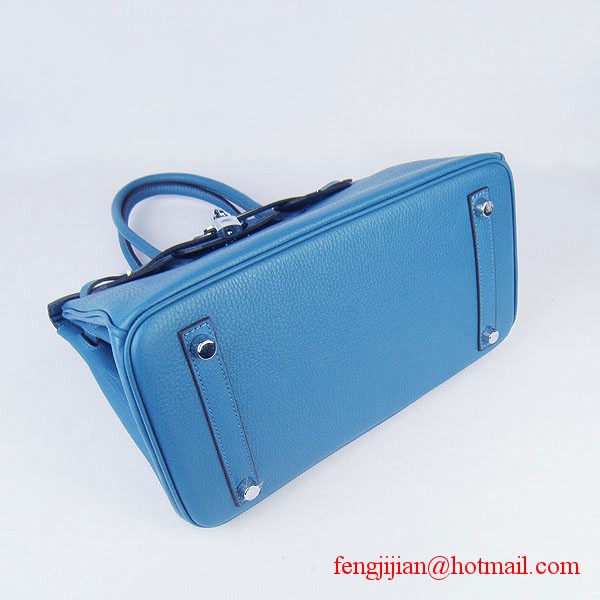 Hermes Birkin 30cm Togo Leather Bag Blue 6088 Hermes Birkin 30cm Togo Leather Bag Blue 6088